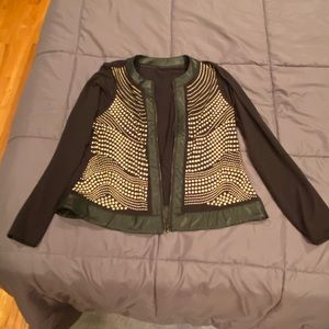 Black jacket with beads and leather lining